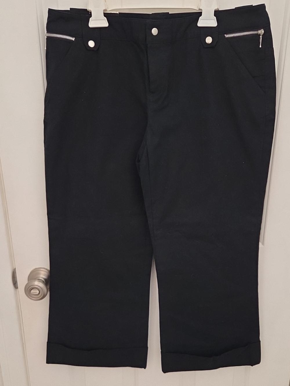 Kids Black Capri Pants with Zip Pocket Detail